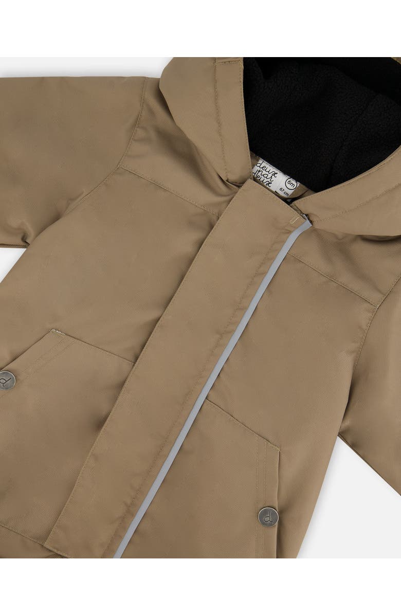 Deux par Deux Baby Unisex Baby Mid-Season One-Piece Outerwear Taupe With Printed Hat, Alternate, color,