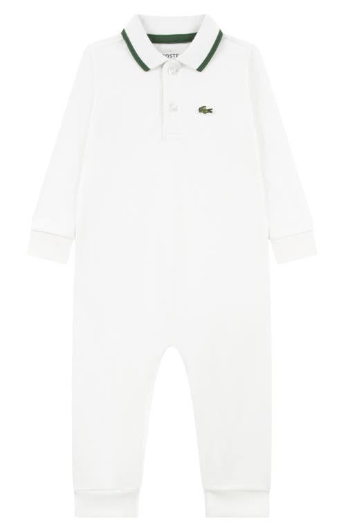 Lacoste Polo Collar Stretch Cotton Piqué Romper In White