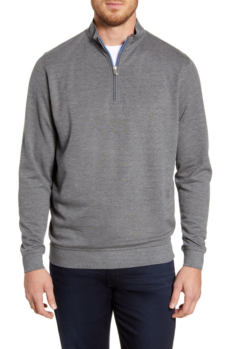 Comfort Interlock Quarter Zip Pullover, Main, color, SMOKE