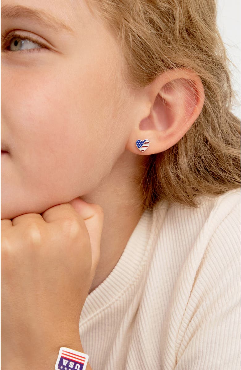 In Season Jewelry Patriotic Heart Girl Earrings, Alternate, color, Red