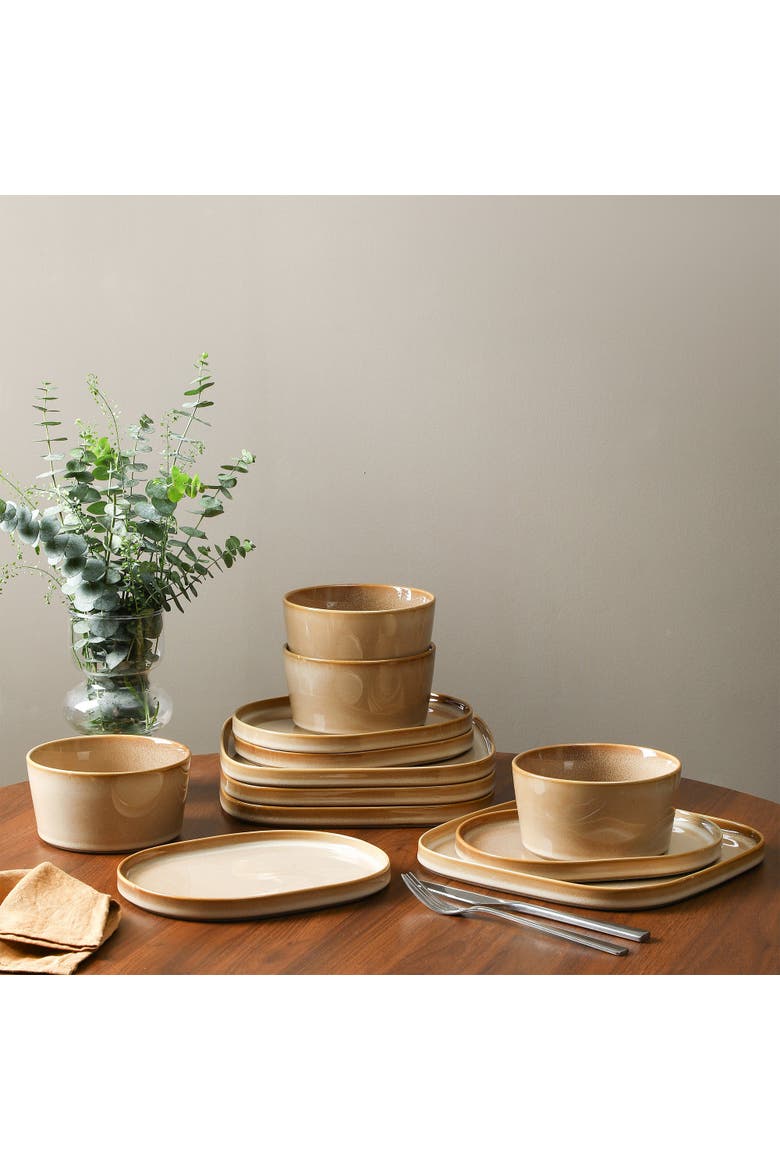 Cairo Stoneware 12-Piece Dinnerware Set, Alternate, color, Sand