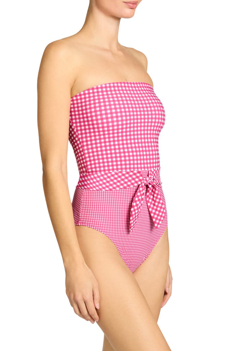 Brigitte Strapless Tie Waist One-Piece Swimsuit, Alternate, color, DRAGON/ FRUIT/ CREAM