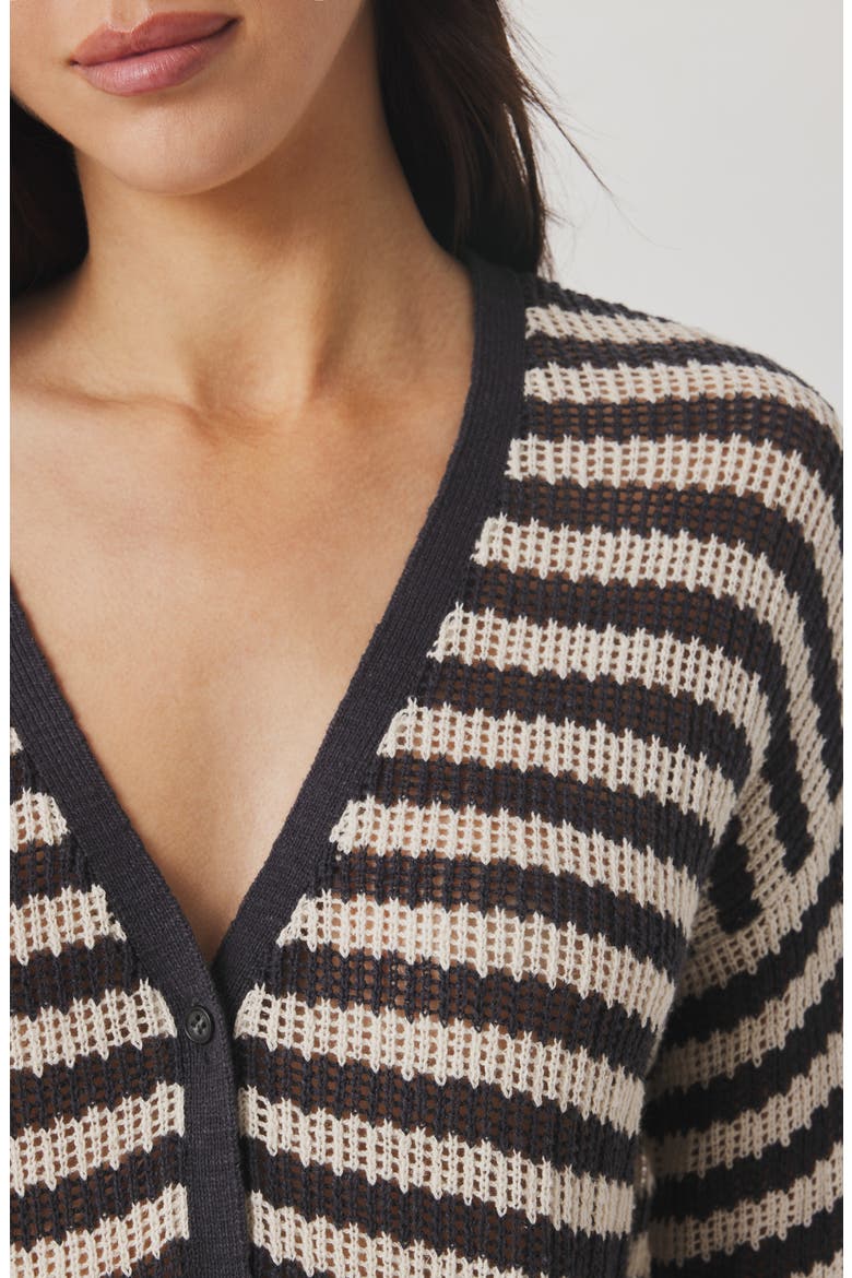 Yasmine Striped Cardigan, Alternate, color, LEAD/NATURAL