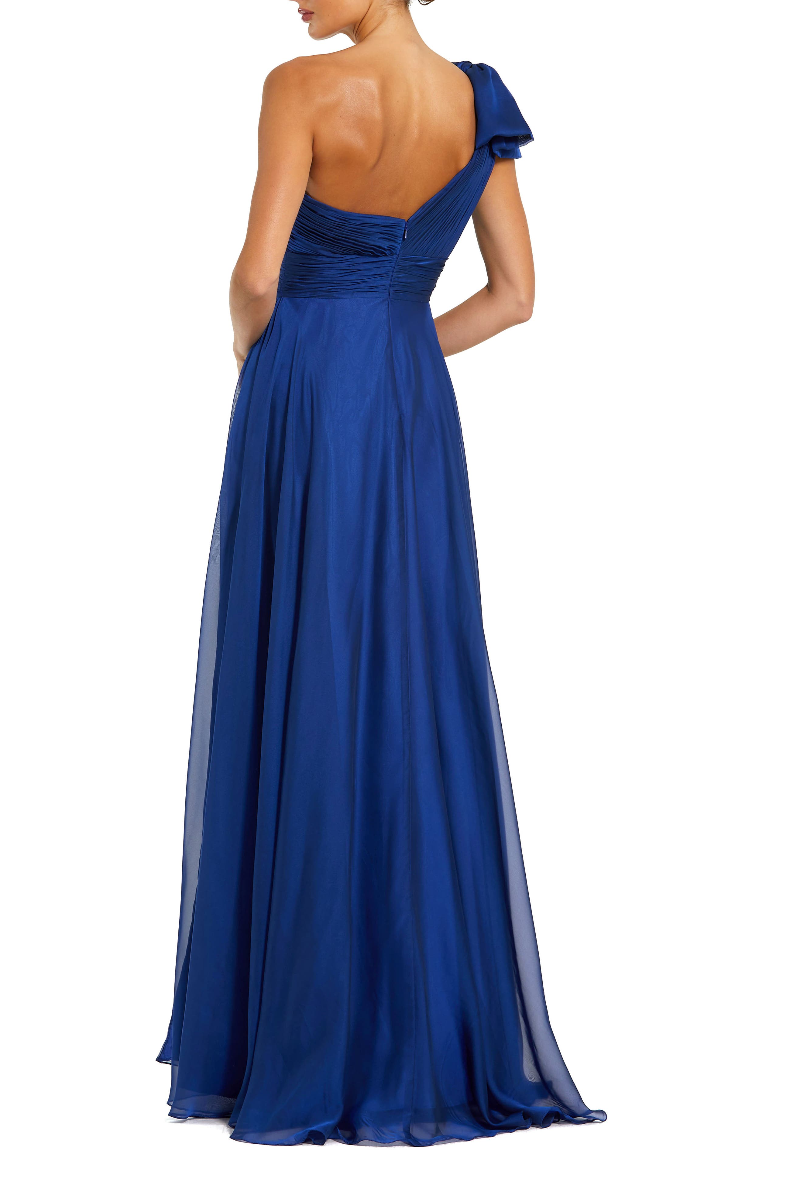 Pleated One Shoulder Chiffon Gown - image 4