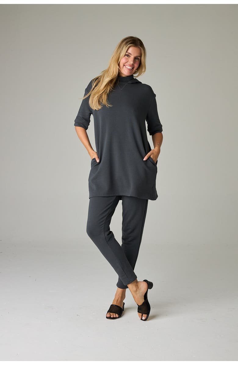 eavolu Malawi Eco-Luxe Fleece Hooded Tunic/Dress - Cloud-Soft Comfort, Alternate, color, Slate