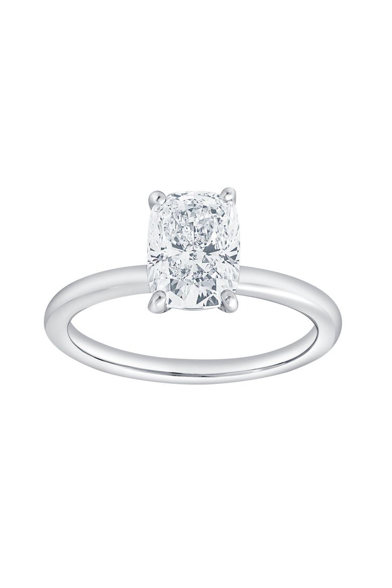 Callista 14K Gold Cushion Cut Lab Grown Diamond Solitaire Engagement Ring - 1.5 Ct, Main, color, 14K White Gold