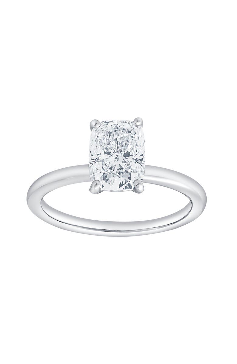 LuvMyJewelry Callista 14K Gold Cushion Cut Lab Grown Diamond Solitaire Engagement Ring - 1.5 Ct, Main, color, 14K White Gold