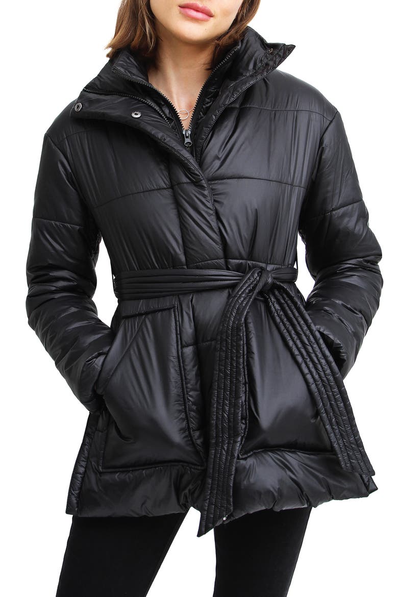 Moonrise Belted Puffer Jacket, Alternate, color, BLACK