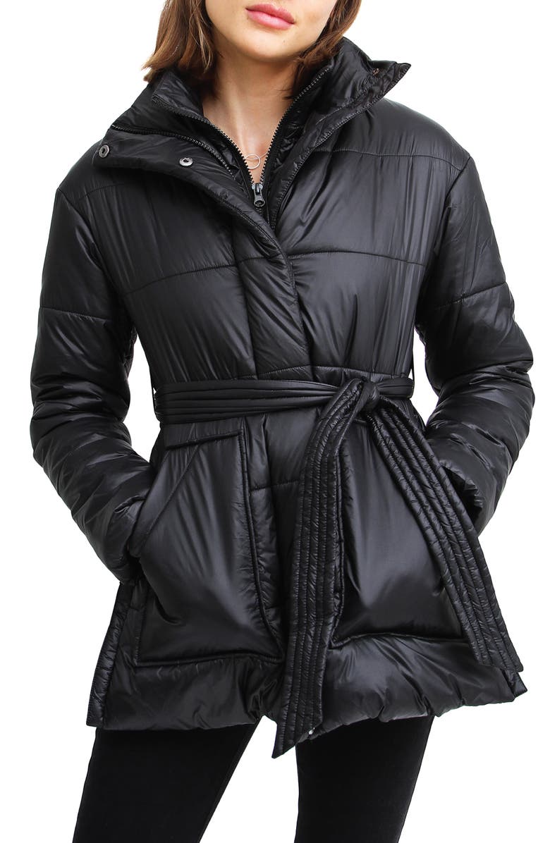 Belle & Bloom Moonrise Belted Puffer Jacket, Alternate, color, Black