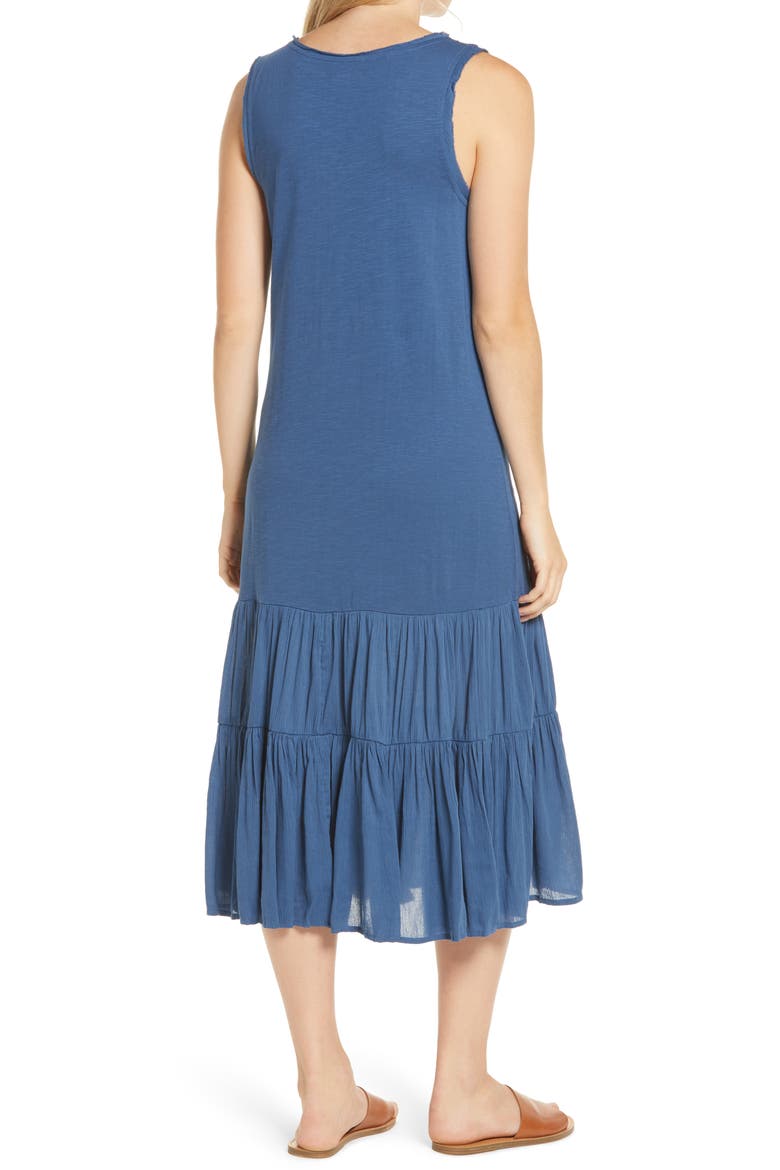 Mixed Media Drop Waist Maxi Dress, Alternate, color, BLUE ENSIGN