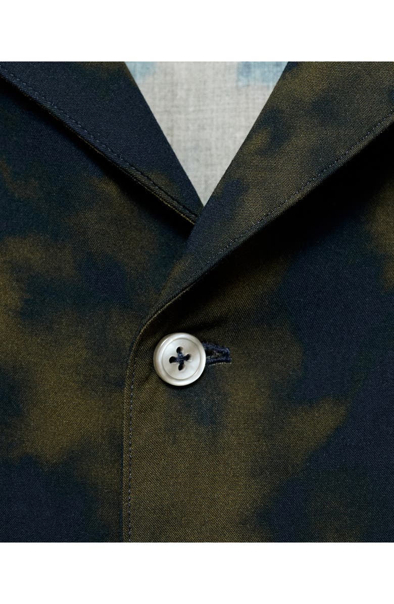 MANGO Fluid Print Camp Shirt, Alternate, color, Olive Green