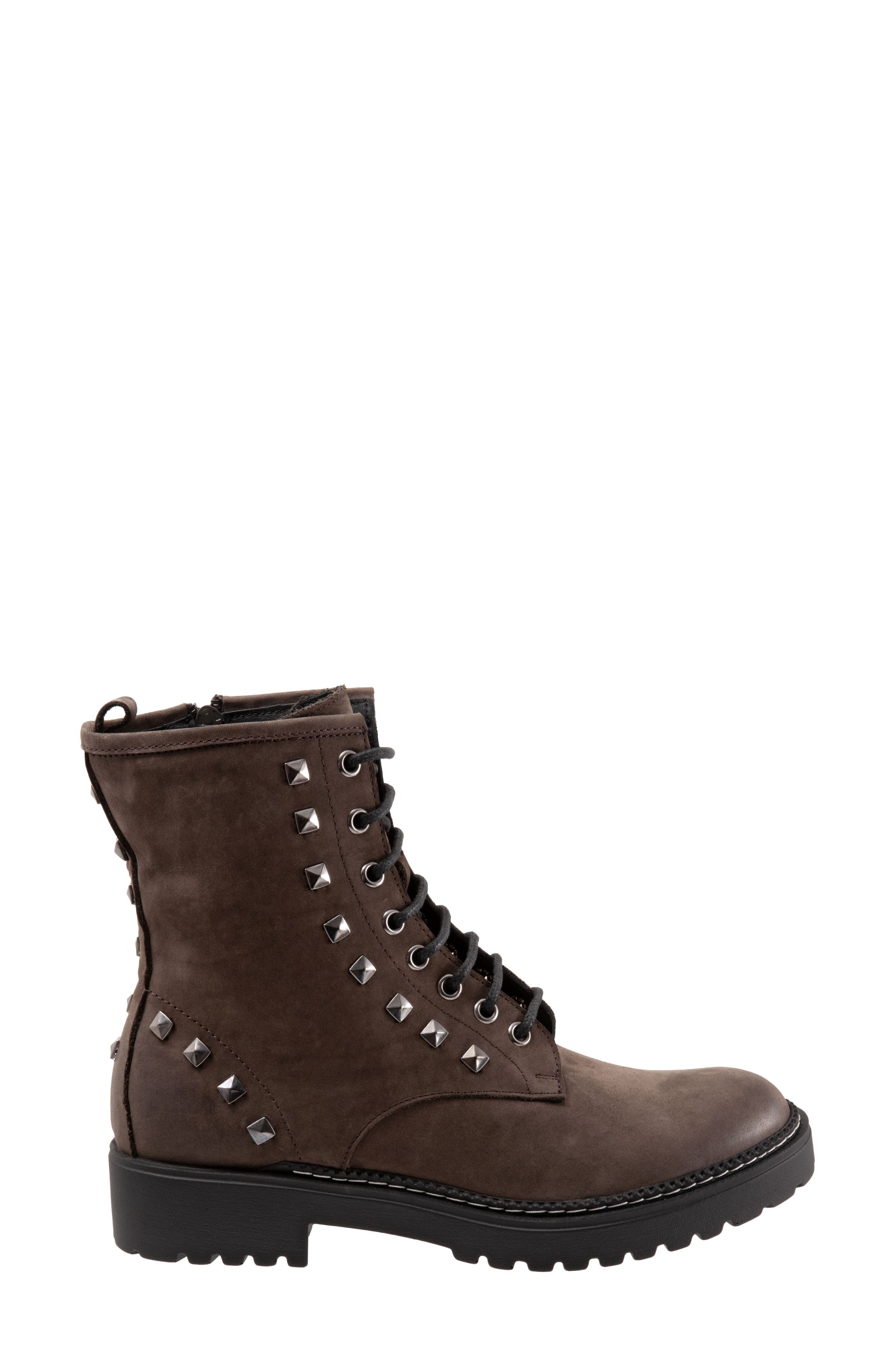 Bueno Studded Combat Boot, Alternate, color, Grey Nubuck