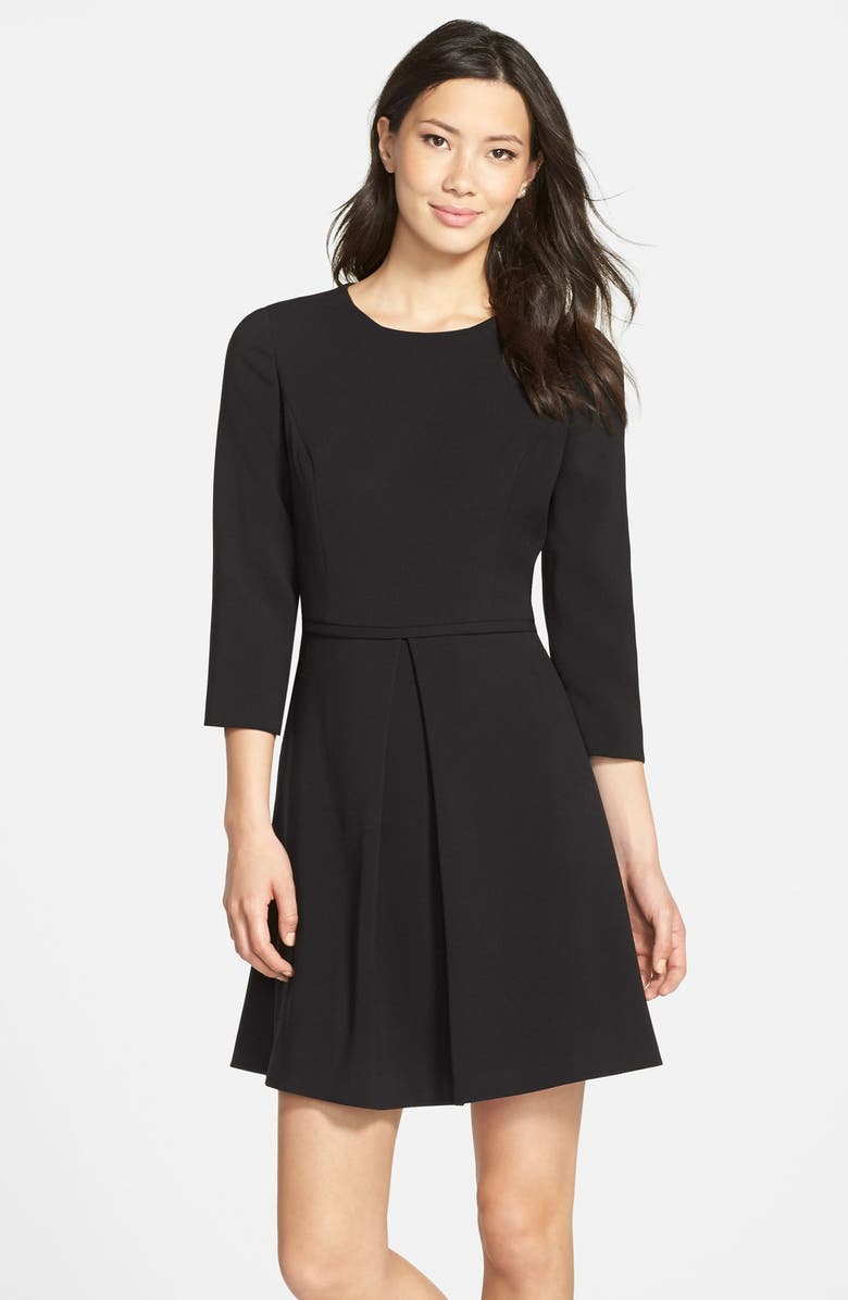 Eliza J Pleated Crepe Fit & Flare Dress, Main, color, 