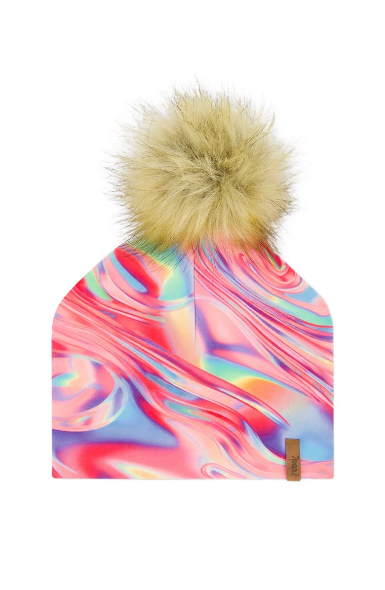 Deux par Deux Girl
s Knit Hat Pink And Air Blue Marble, Main, color,