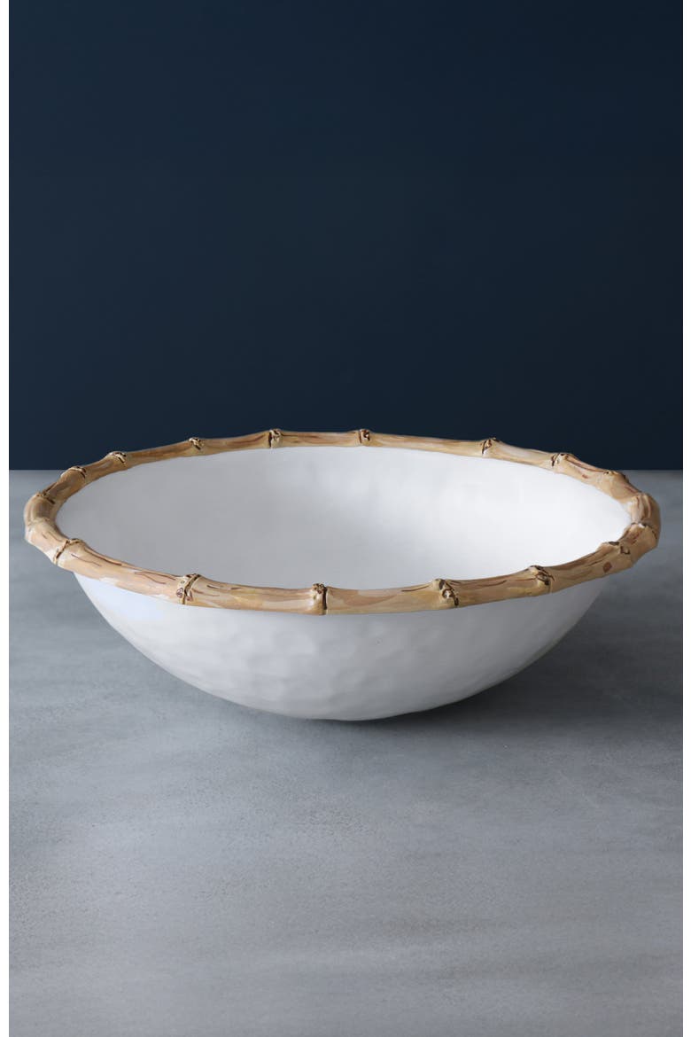 Vida Cane Large Salad Bowl, Alternate, color, White