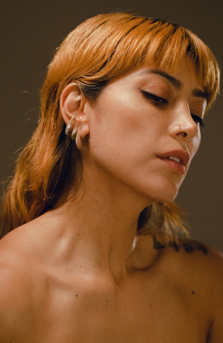 FARIS Saucer Hoop Earrings, Alternate, color, Sterling Silver