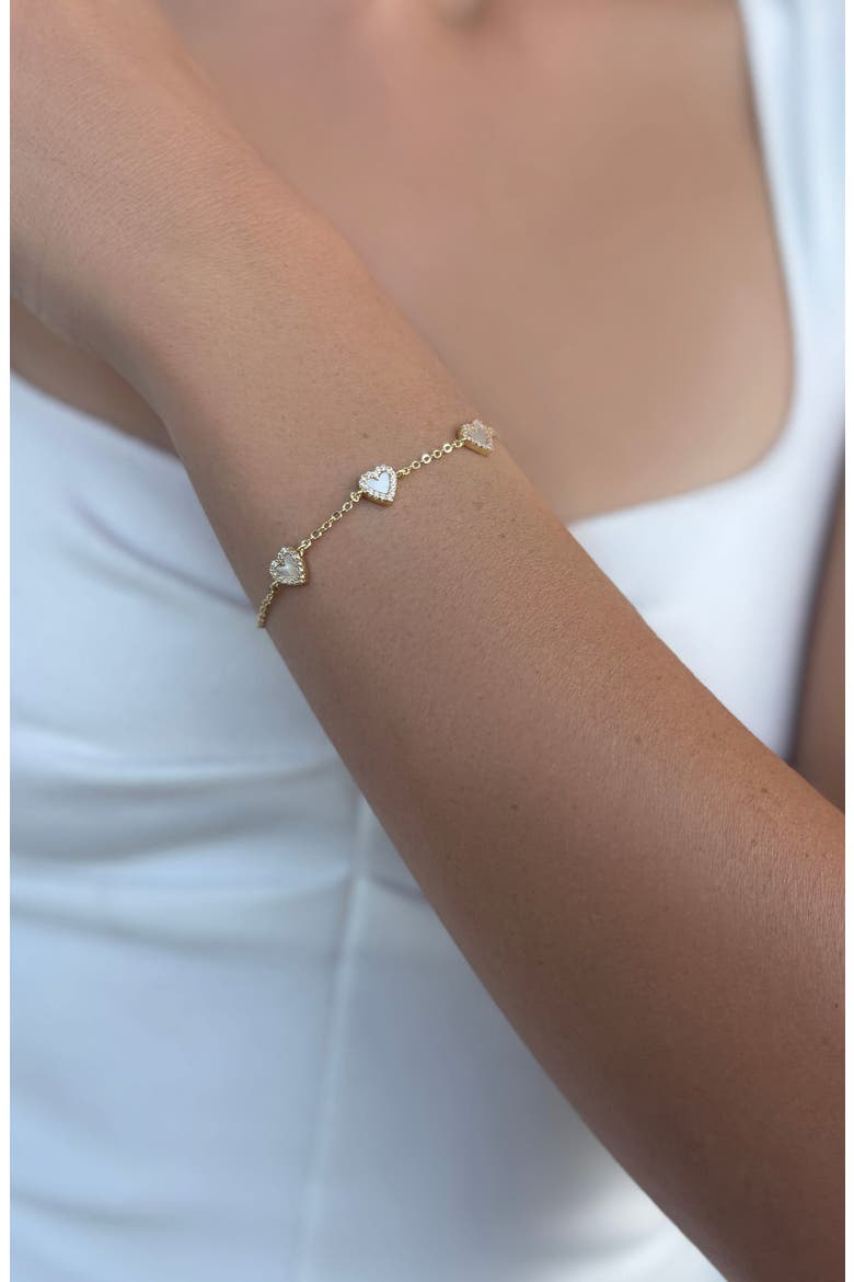 Pavé CZ Mother of Pearl Station Bracelet, Alternate, color, WHITE