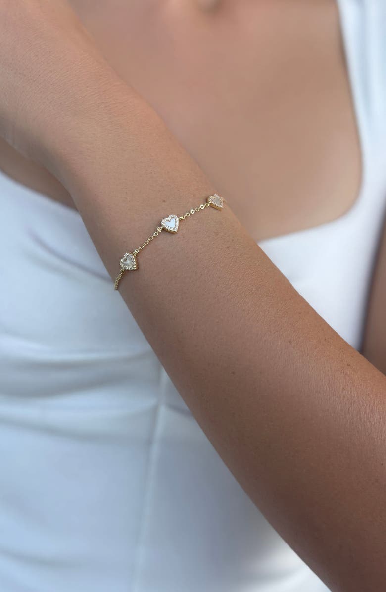 Adornia Pavé CZ Mother of Pearl Station Bracelet, Alternate, color, White