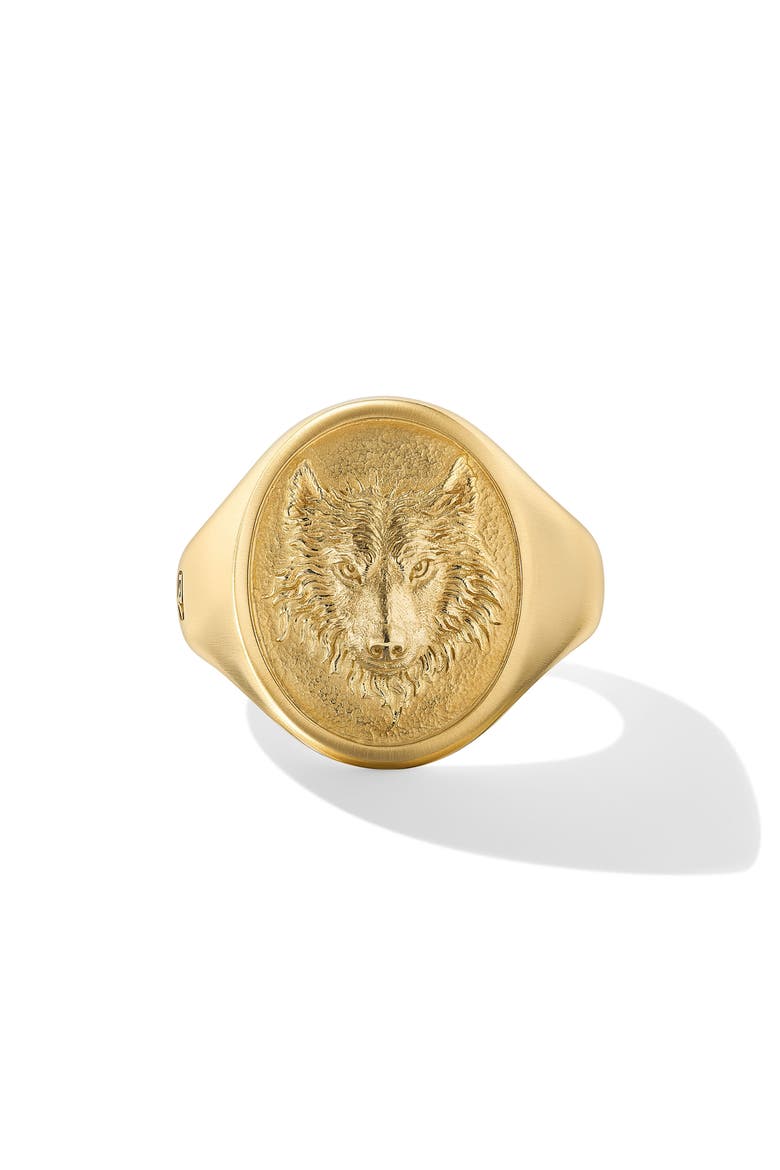 Men's Petrvs® Wolf Signet Ring, Main, color, 18K YELLOW GOLD