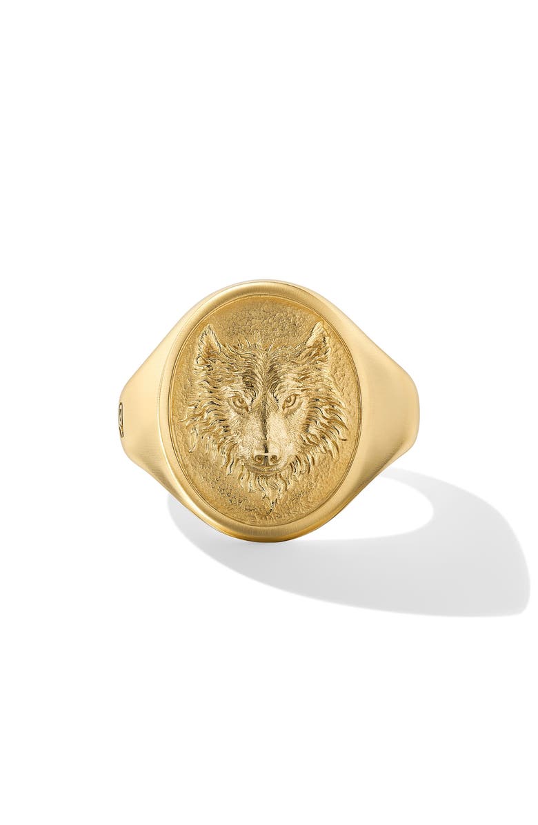 David Yurman Men's Petrvs<sup>®</sup> Wolf Signet Ring, Main, color, 18K Yellow Gold