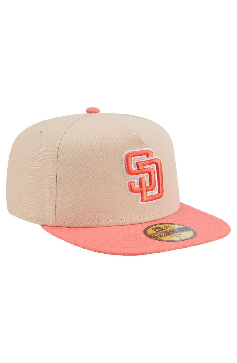 New Era Men's New Era Light Beige/Coral San Diego Padres Two-Tone Color Pack A-Frame 59FIFTY Fitted Hat, Alternate, color, 