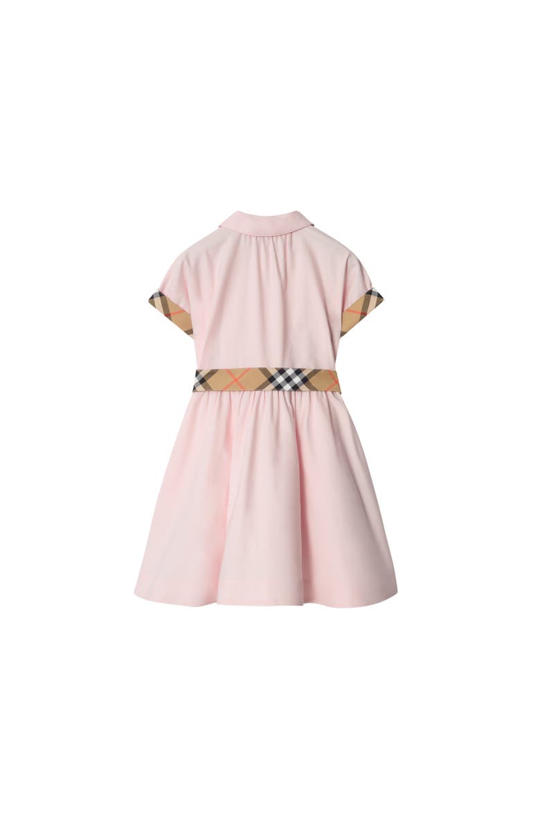 Burberry Check Trim Cotton Shirt Dress, Alternate, color, Ice Pink
