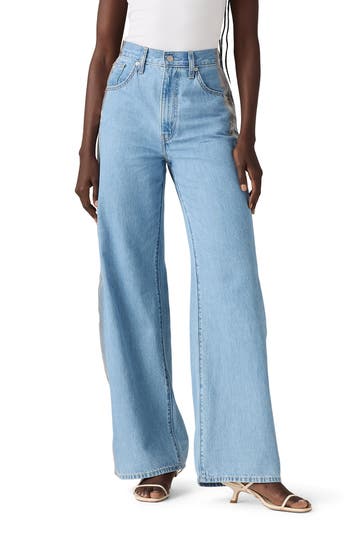 Levi's Cinch Metallic Side Stripe High Waist Baggy Wide Leg Jeans In Blue