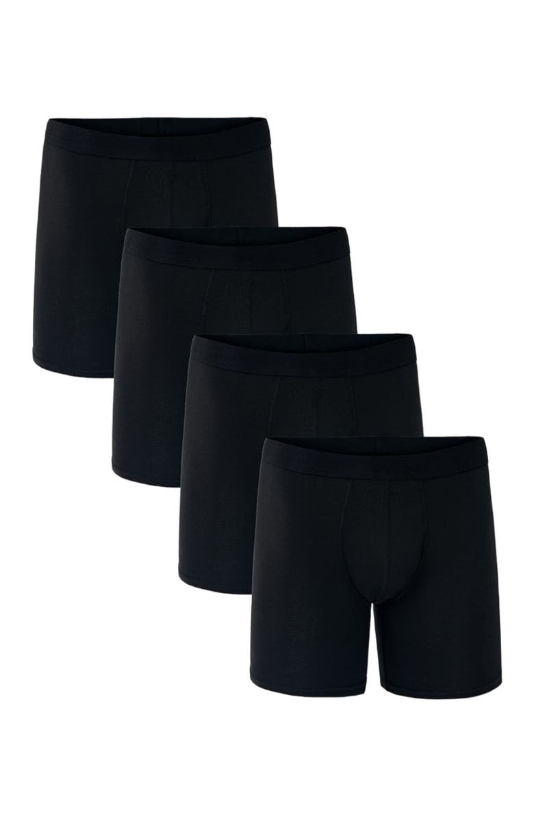 Pact Organic Cotton Everyday Extended Boxer Brief 4-Pack, Alternate, color, Black