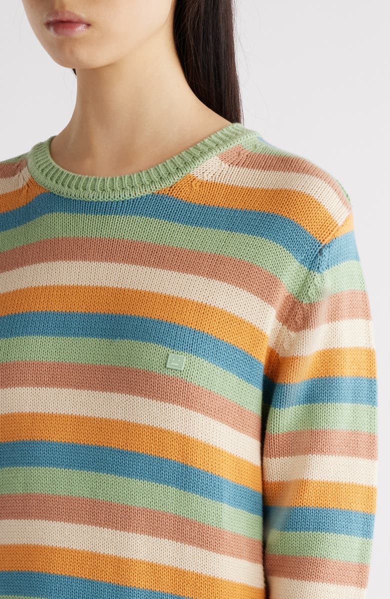 Acne Studios Kripes Stripe Cotton Crewneck Sweater, Alternate, color, 