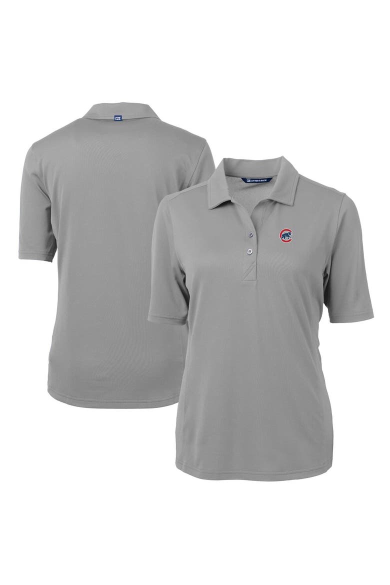 Women's Cutter & Buck  Gray Chicago Cubs DryTec Virtue Eco Pique Recycled Polo, Main, color, Gray