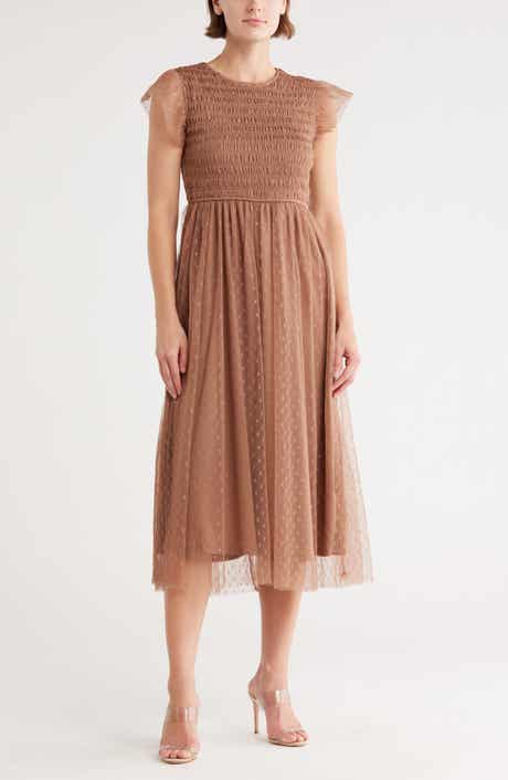 Blu Pepper Smocked Flutter Sleeve Midi Dress