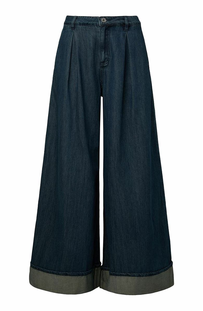 WeWoreWhat Pleated Wide Leg Jean, Main, color, Mid Wash