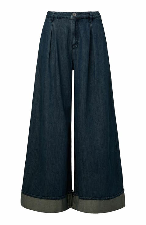 Pleated Wide Leg Jean