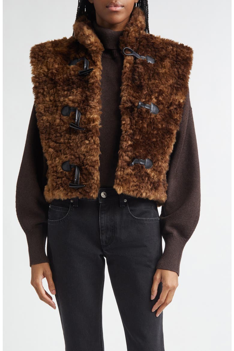 Jocya Faux Fur Vest, Main, color, BROWN