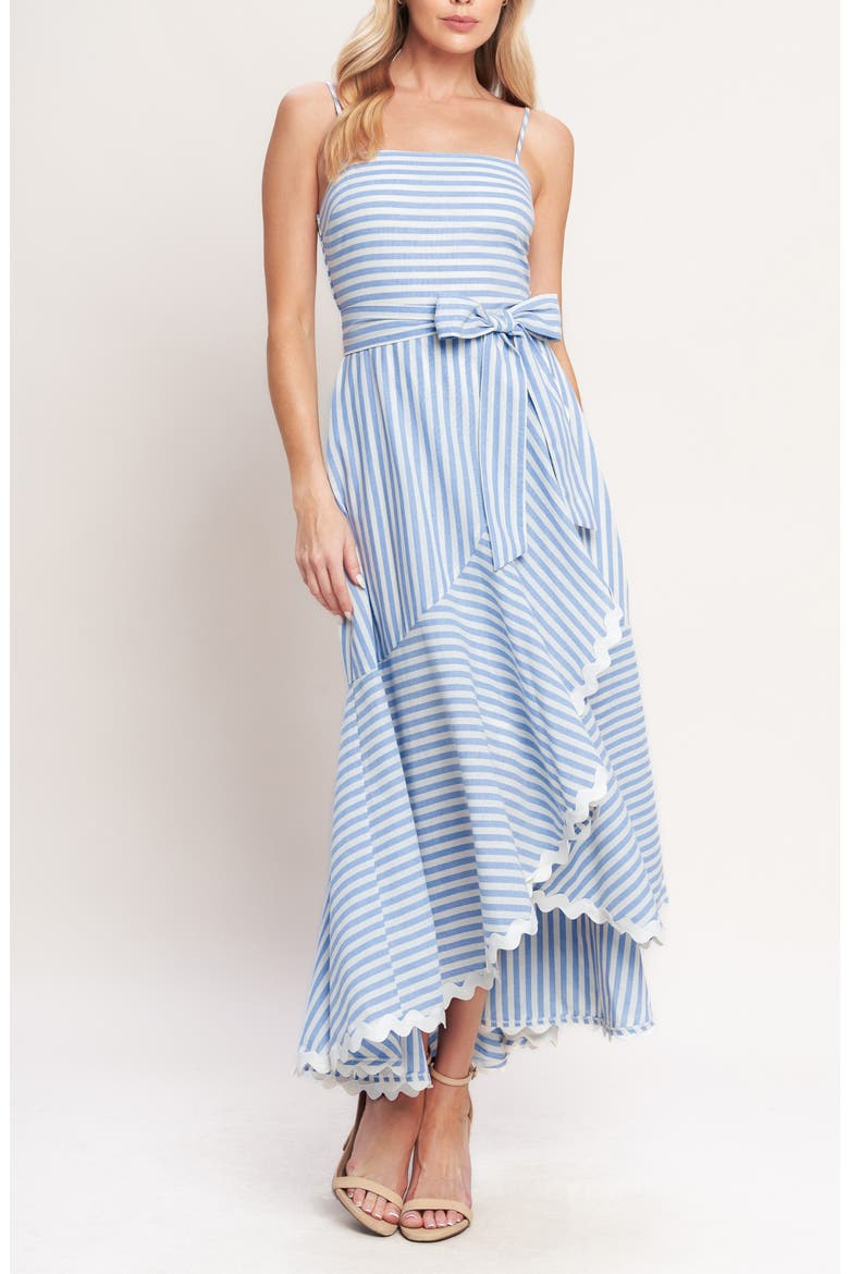 Striped High-Low Maxi Dress, Alternate, color, WHITE BLUE