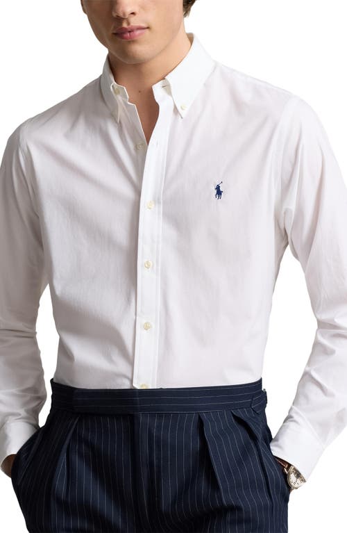Shop Polo Ralph Lauren Stretch Cotton Poplin Button-down Shirt In White