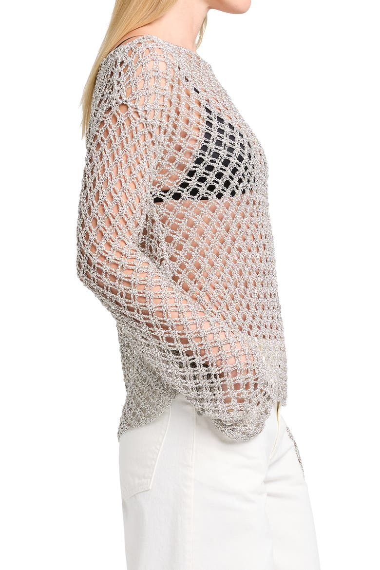 Open Knit Crochet Boat Neck Top, Alternate, color, PALE CHAMPAGNE