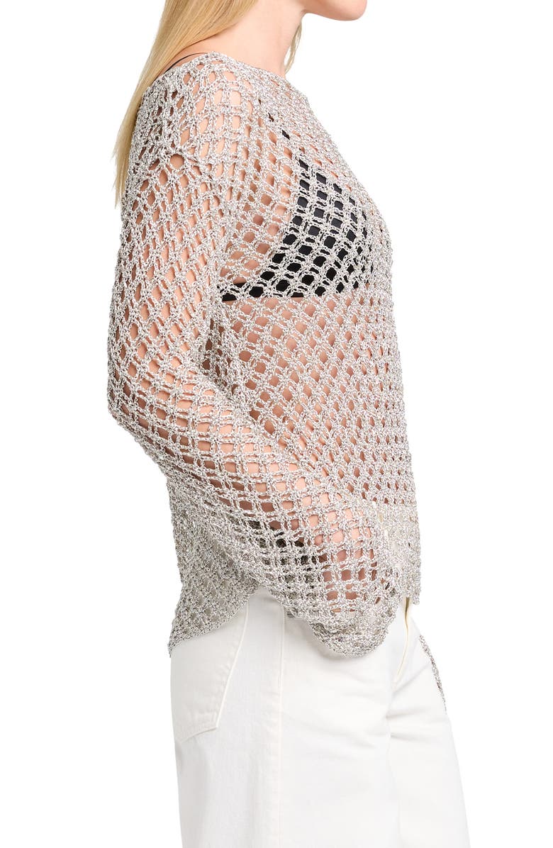 TWP Open Knit Crochet Boat Neck Top, Alternate, color, Pale Champagne