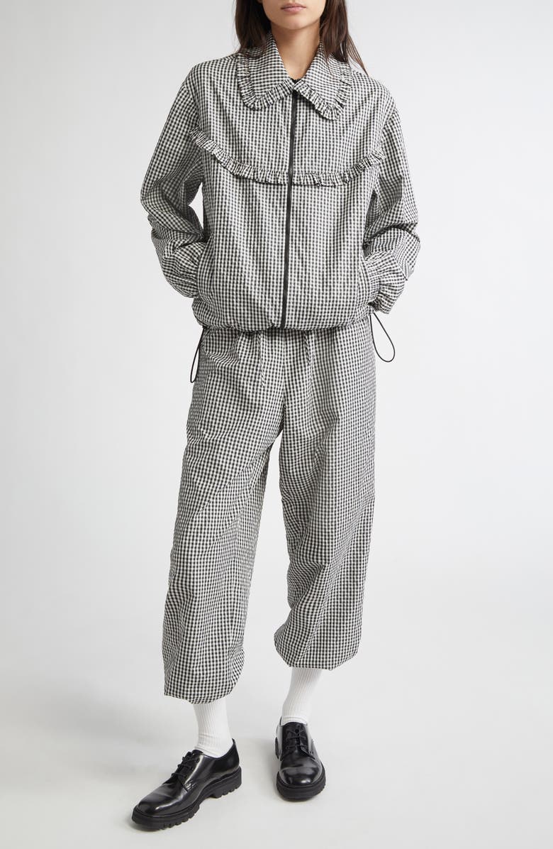 Tanner Fletcher Gender Inclusive Archie Ruffle Trim Track Jacket, Alternate, color,