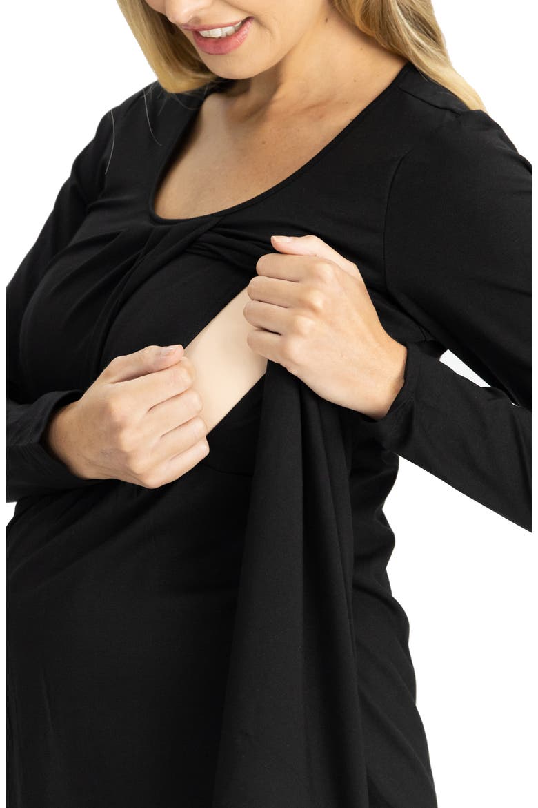 Long Sleeve Maternity/Nursing Top, Alternate, color, BLACK