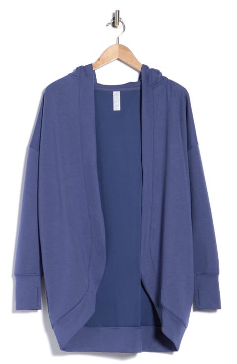 Side Pocket Open Front Fleece Hoodie