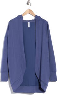 YOGALICIOUS Side Pocket Open Front Fleece Hoodie
