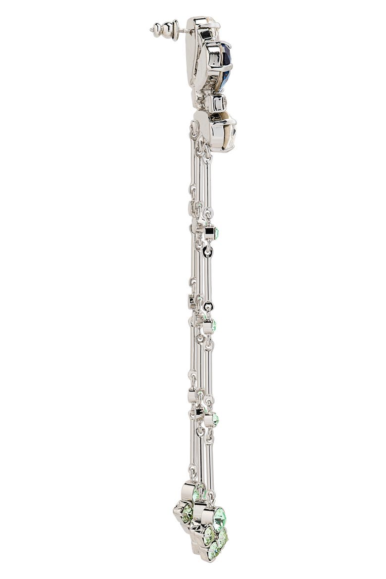 Crystal Linear Drop Earrings, Alternate, color, SILVER / BLUE STRASS