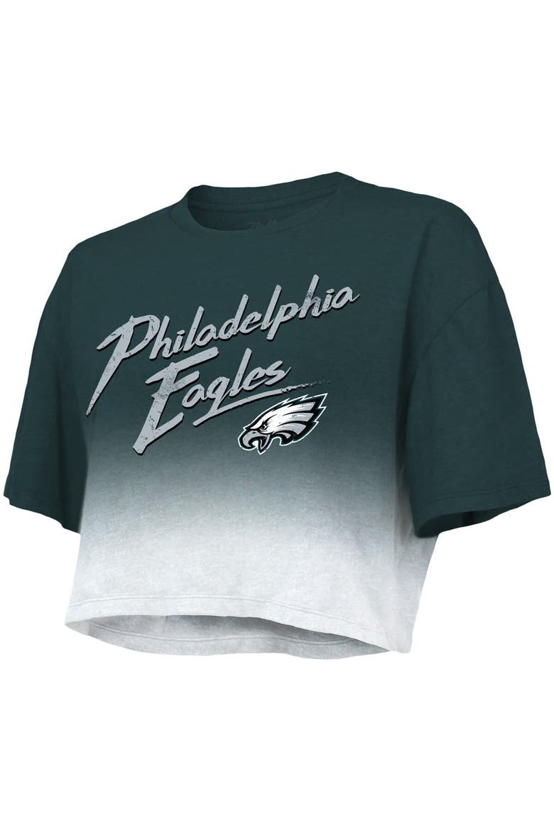 Women's Majestic Threads Jalen Hurts Green/White Philadelphia Eagles Dip-Dye Player Name & Number Crop Top, Alternate, color, Green