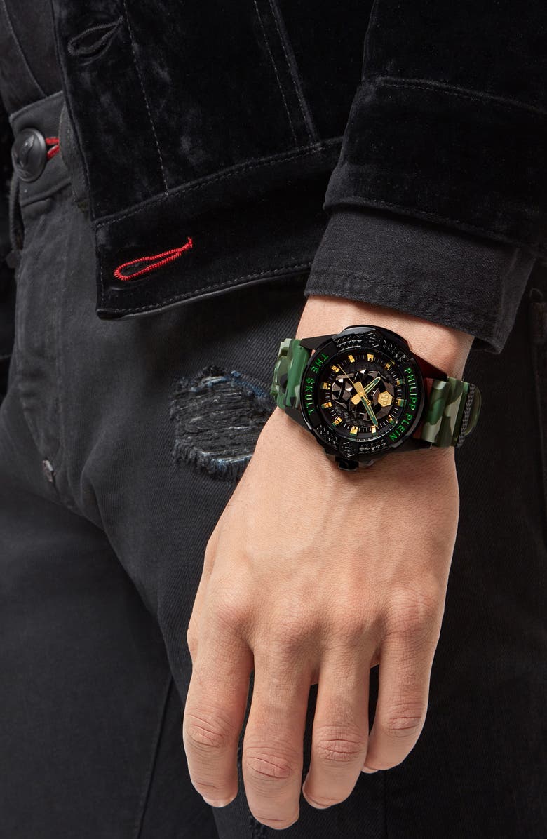 PHILIPP PLEIN The $kull Silicone Strap Watch, 44mm, Alternate, color,