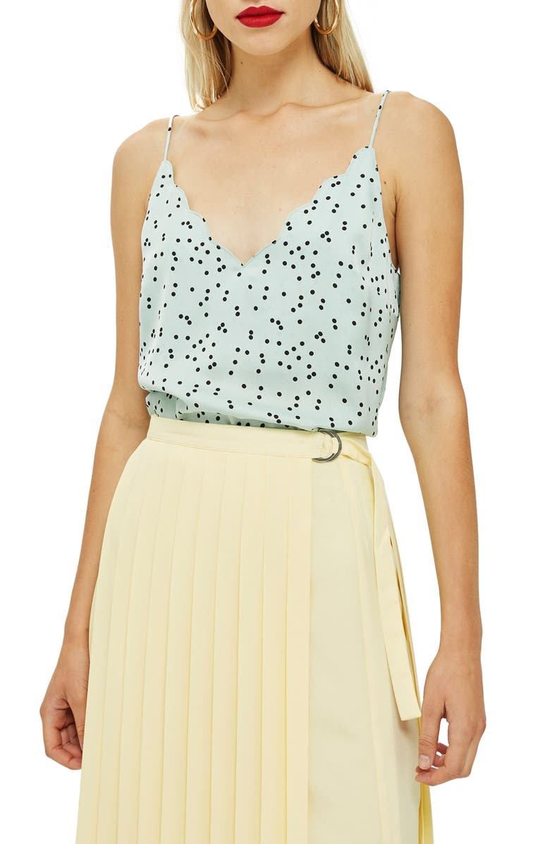 Topshop Patterned Camisole, Main, color, Mint