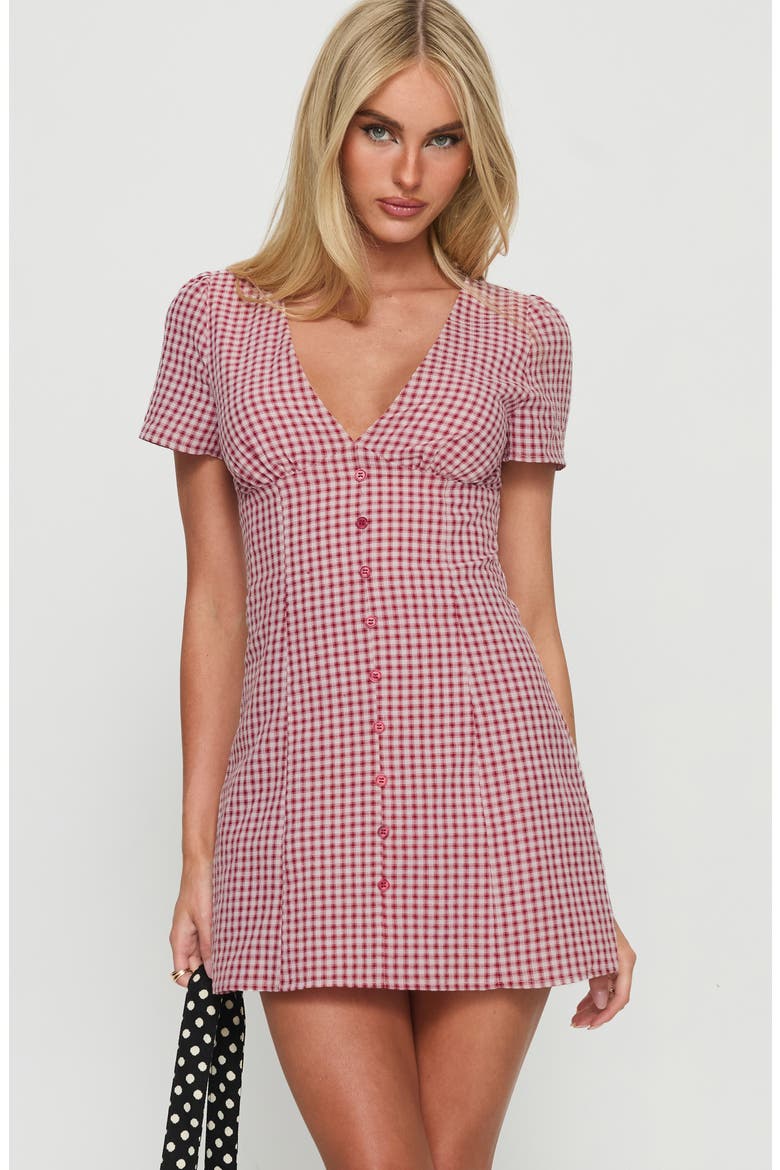 Loveliness Check Skirted Romper, Alternate, color, RED GINGHAM