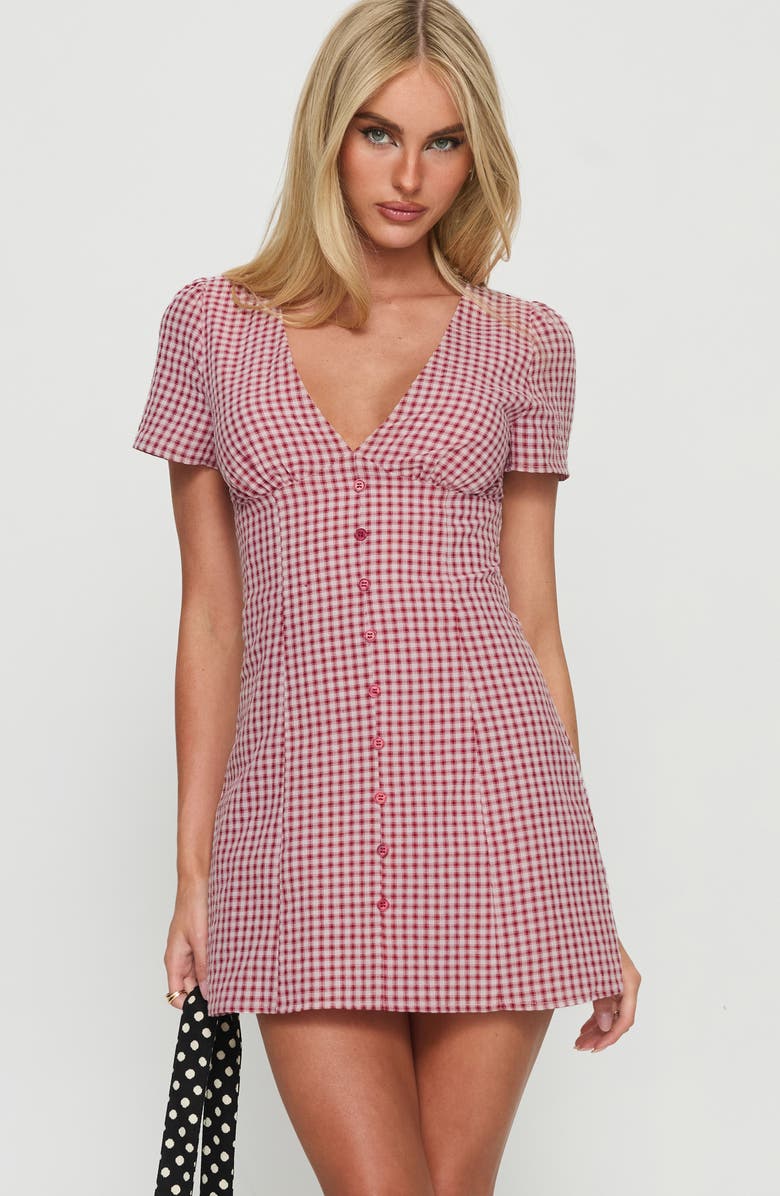 Princess Polly Loveliness Check Skirted Romper, Alternate, color, 