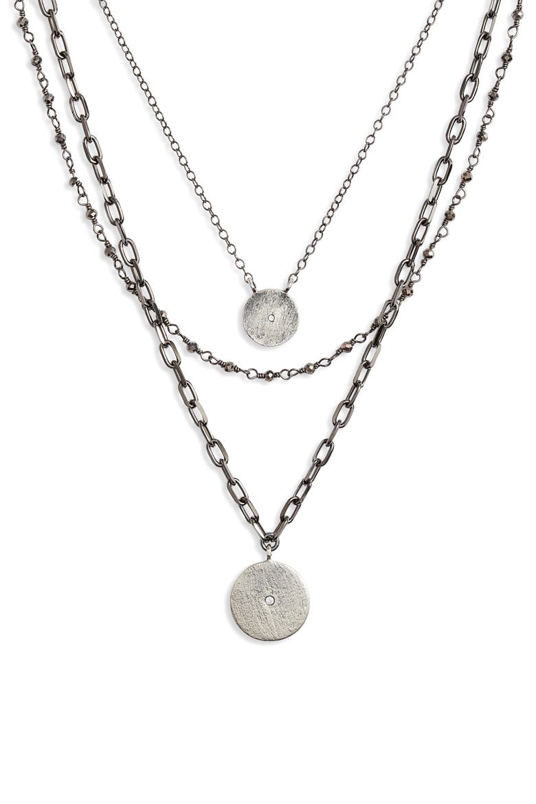 Triple Layer Necklace, Main, color, BLACK