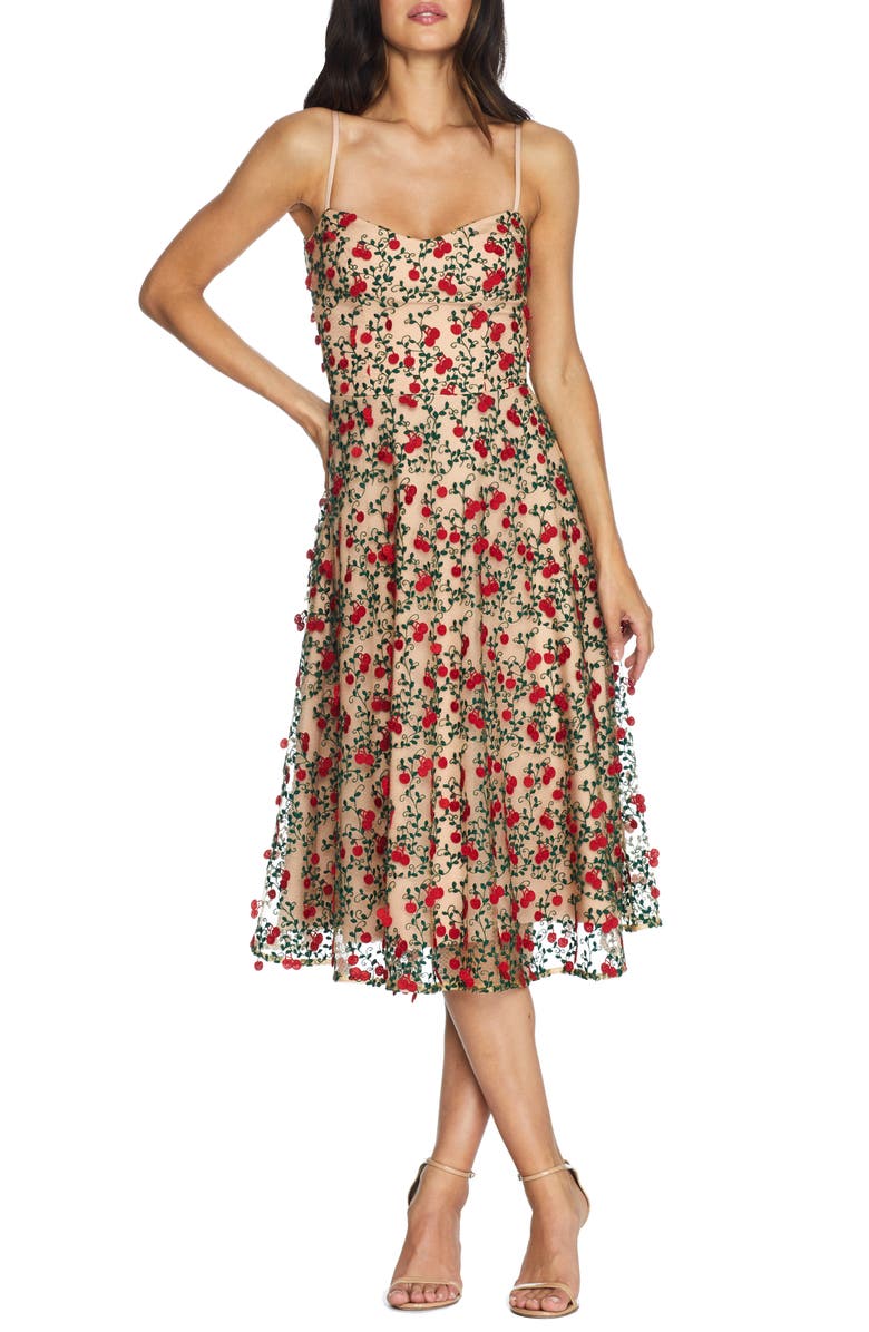 dress the population janice dress Dress the Population Janice Embroidered Fit & Flare Dress
